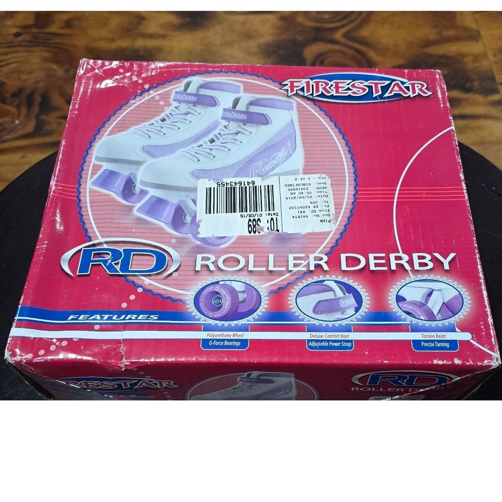 Roller Derby Firestar Youth Roller Skates White Purple Quad Skates‎ Size 4 1967